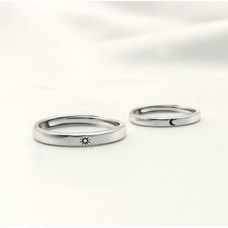 Sun and Moon Lover Rings Couple Set Promise Wedding Bands for Couple Lovers 2Pcs