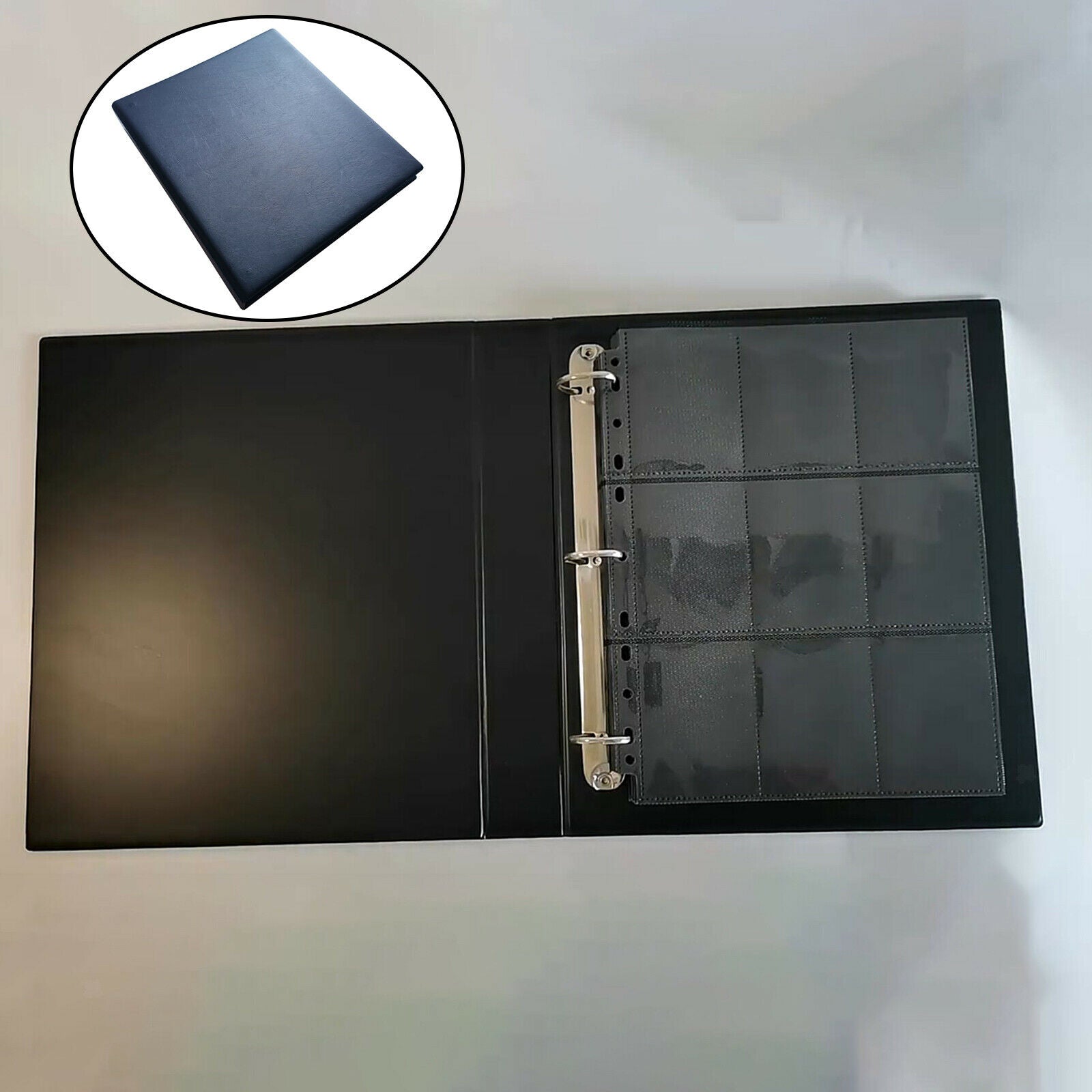 Portable Baseball Cards Sleeve 9 Pocket Black Two-side Binder Storage Pocket