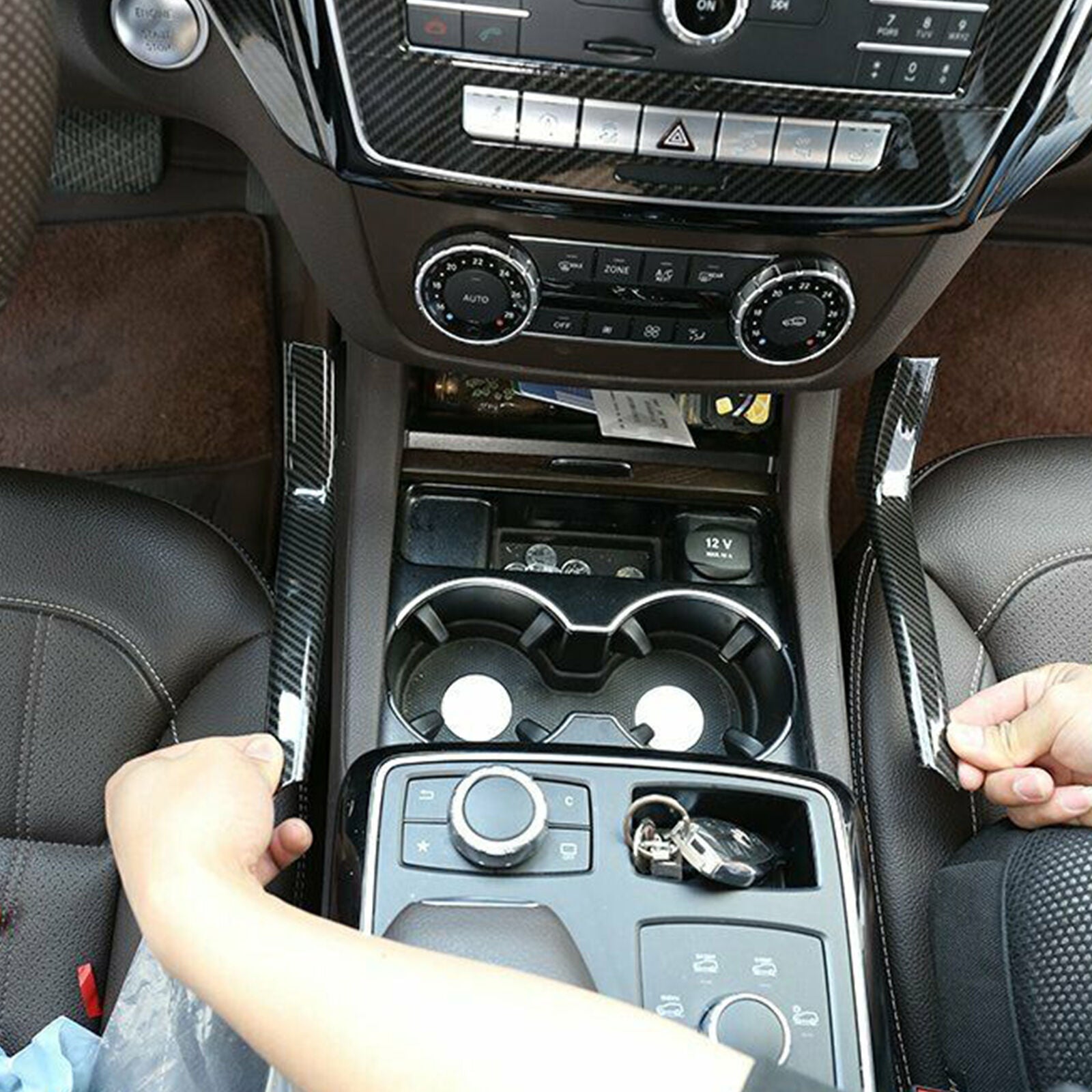 Carbon fiber ABS Center Console Side Cover For Mercedes Benz GLE GL GLS ML 13-19