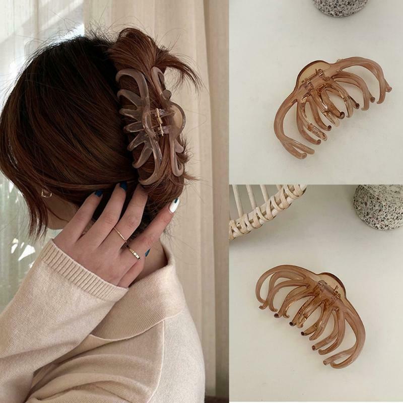 Hair Clips Acrylic Transparent Claw French Design Non Slip Barrettes for Girls
