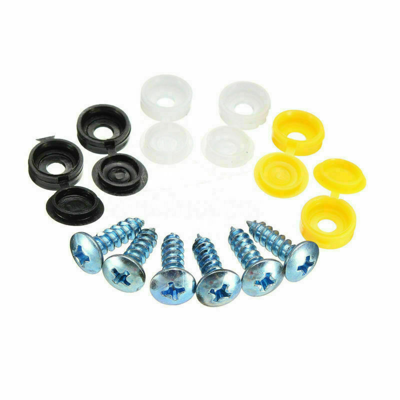12Pcs Number Plate Screw Caps / Covers Black / White / Yellow Set License Reg