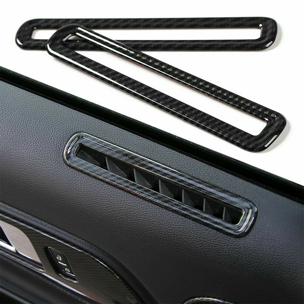 2X Carbon Fiber Interior Door Air Vent Outlet Cover Trim For Ford Mustang 2015+