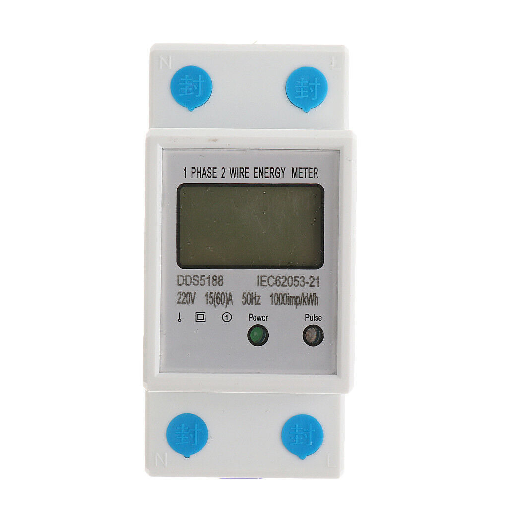 Din Rail Single   Wire Electricity Energy Meter 50Hz AC 220V 15(60)A