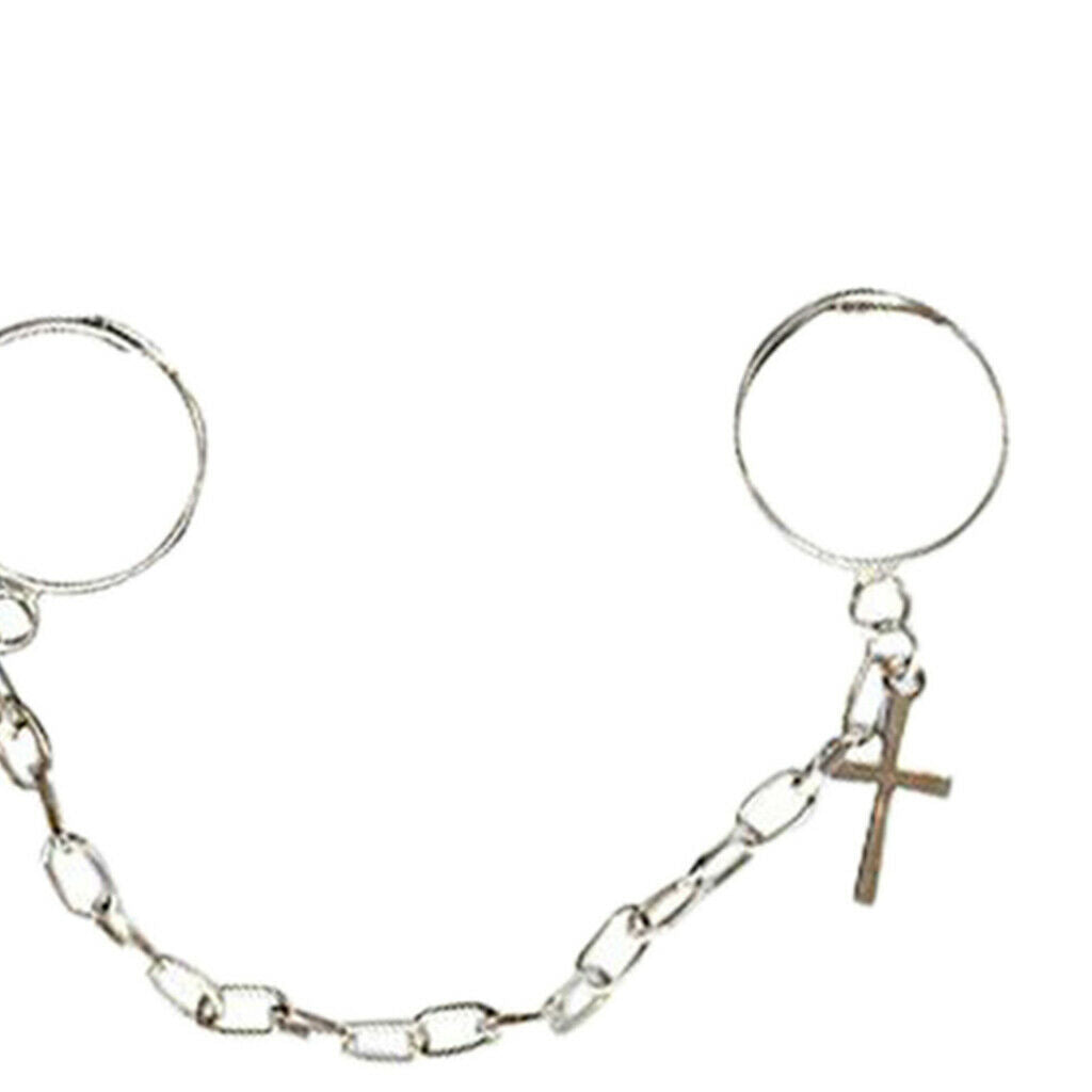Cross Adjustable Open Ring Fashion 2 Connecting Punk Rings Chain Women Gift