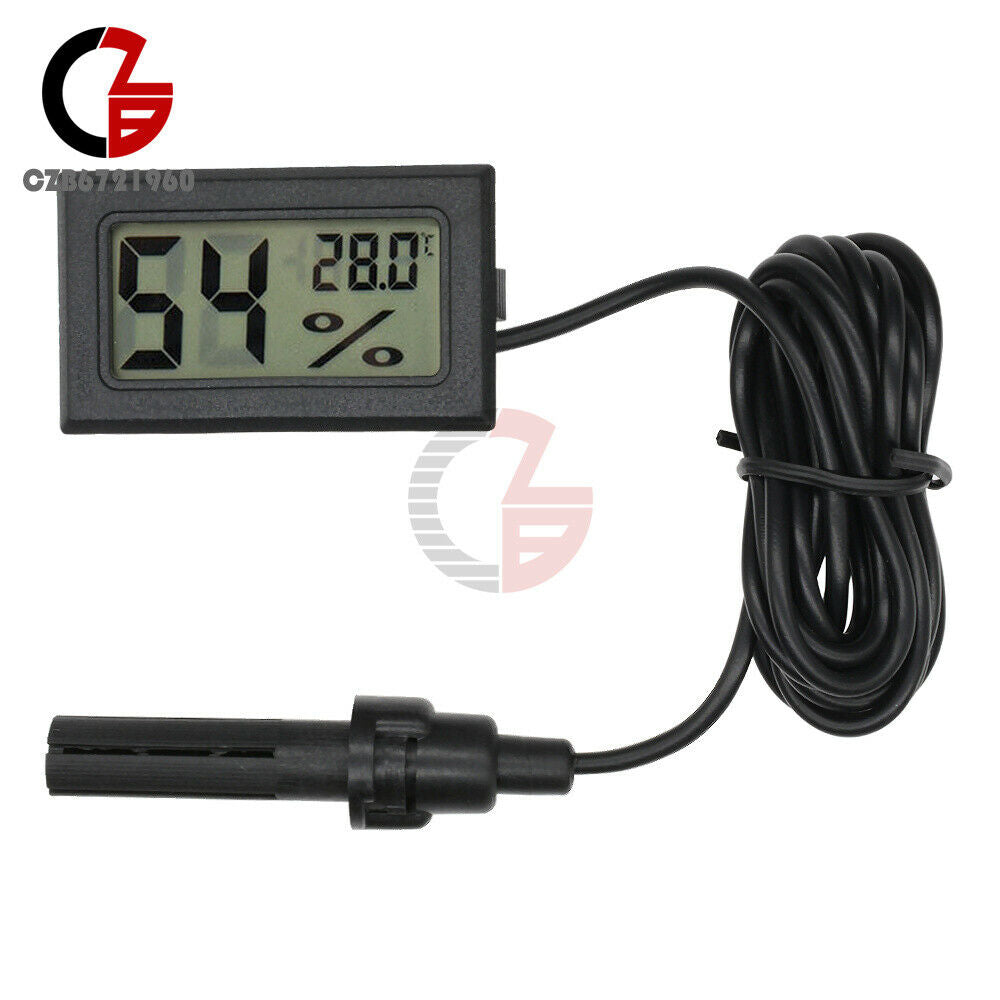 2PCS LCD Digital Temperature Humidity Meter Thermometer Hygrometer w/ 1.5M Probe
