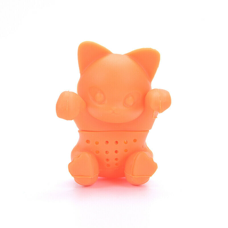 Tea Bag Leaf Herbal Spice Filter cat Shape SiliconeTea Infuser Strainers .l8