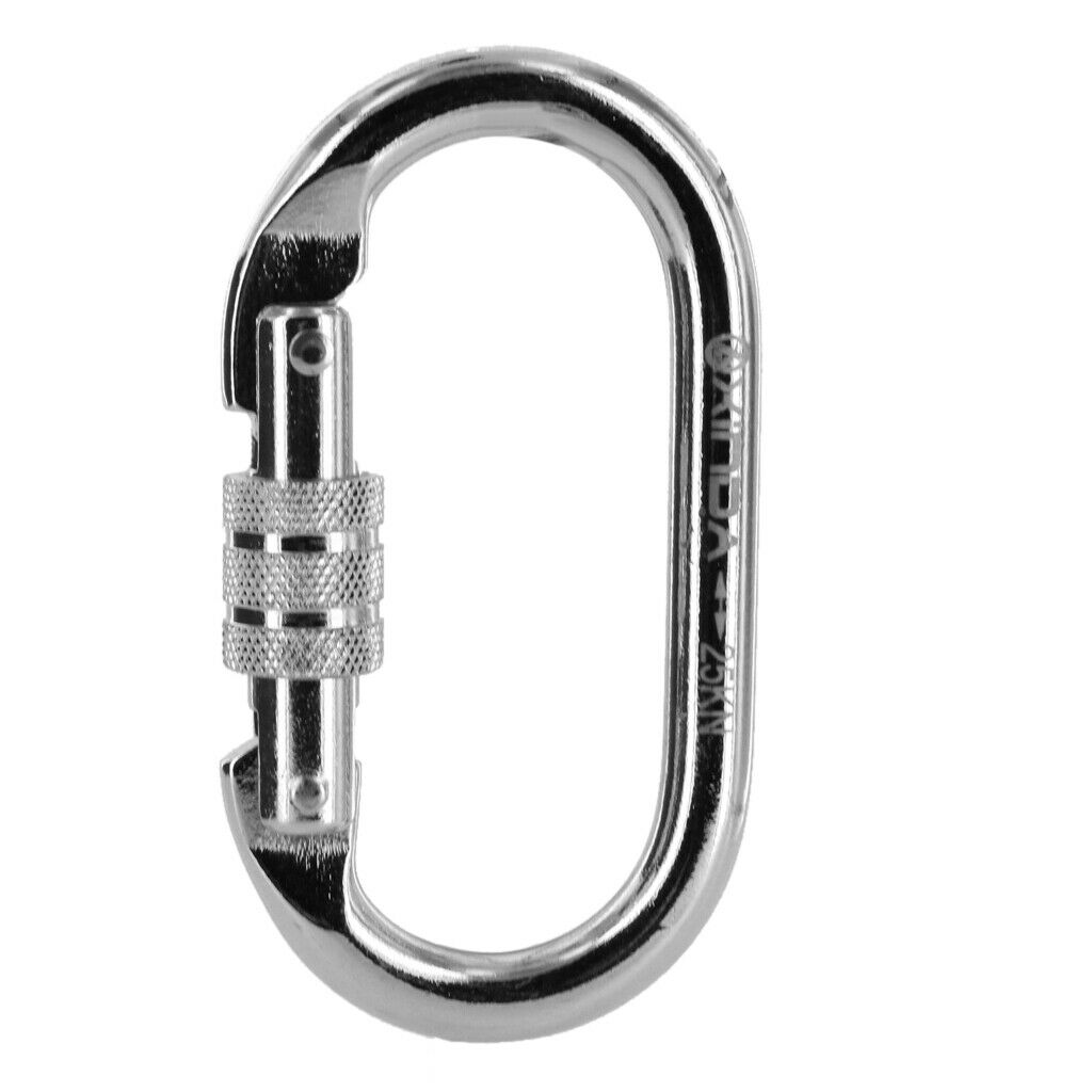 2x 25KN Rock Climbing Rappelling Gear Steel CARABINER Screw Locking Equipment