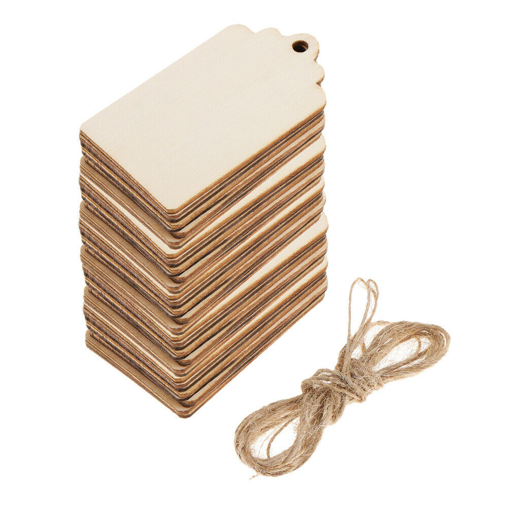 50 Piece Natural Rectangle Blank Wooden Gift Tags Wood Hanging Label Plaque