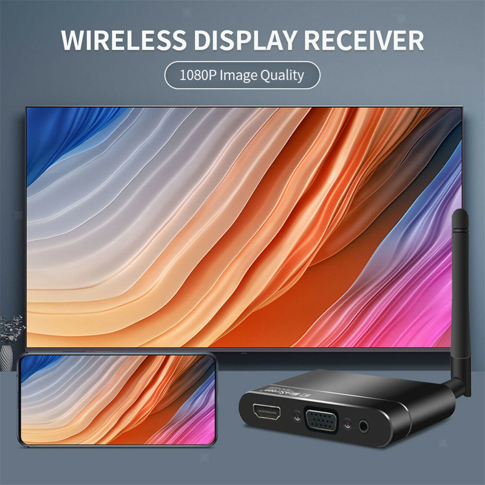 Wireless WiFi Display Receiver Screen Share 1080P for Casting Smartphone to