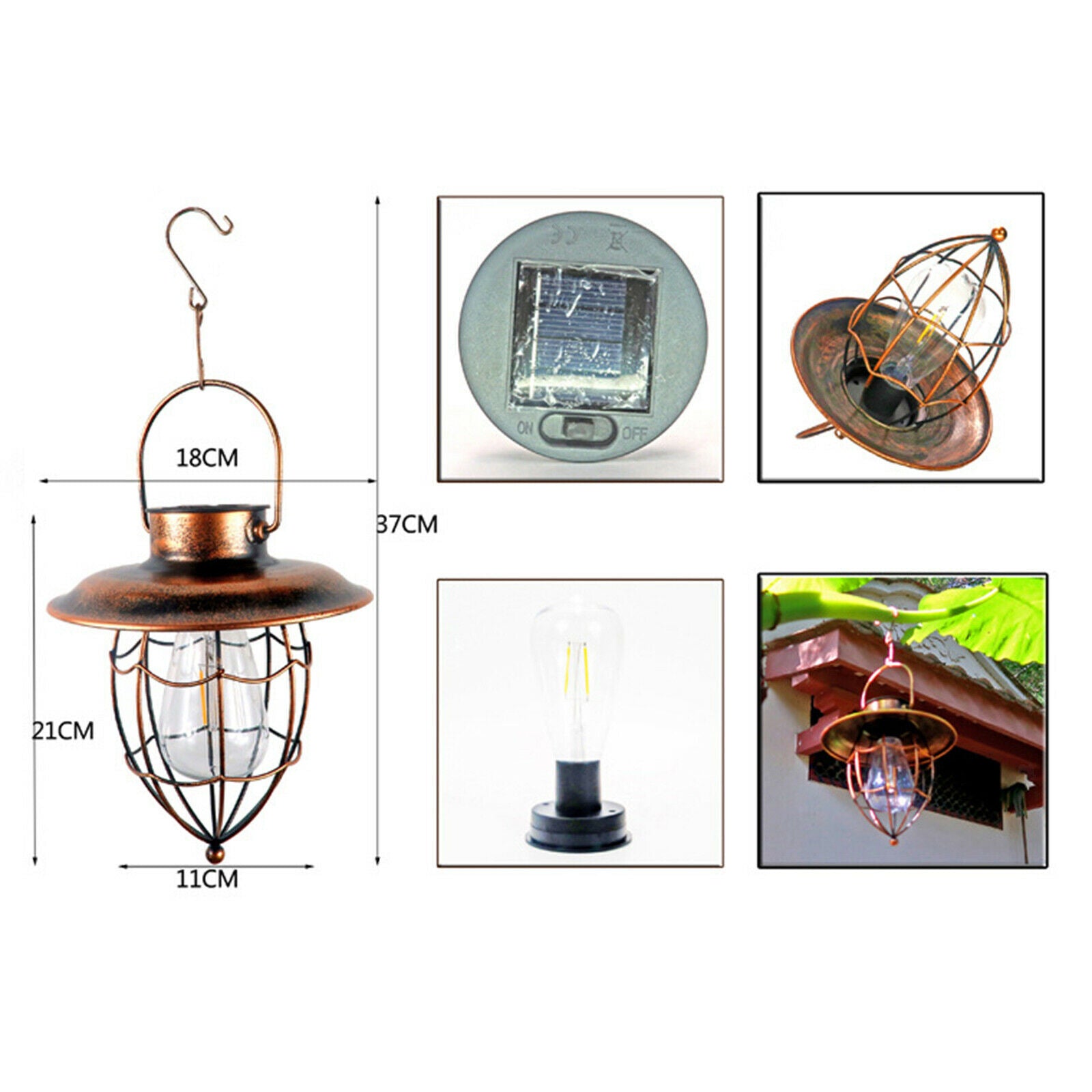Solar Lantern Outdoor Decorative Hanging Lamp LED Light Iron for Garden Lawn