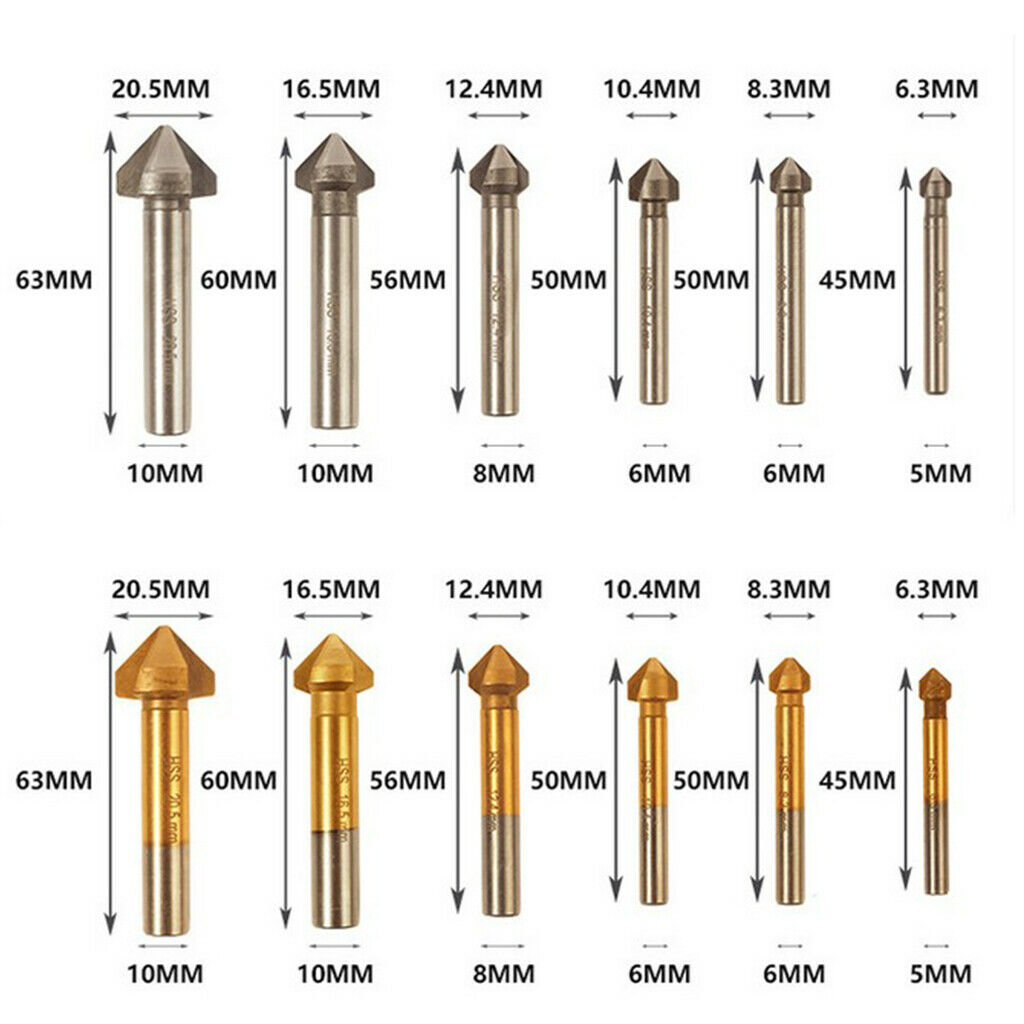 90° HSS COUNTERSINK DRILL BIT 3 FLUTE 6.3MM CHAMFER WOOD DRILLING BIT CUTTER