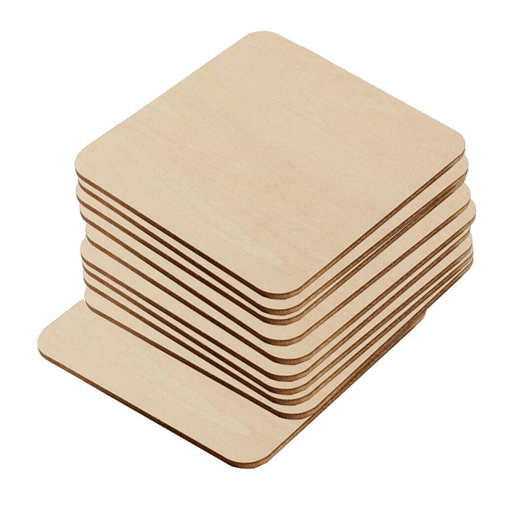 10 X Unfinished Wood Square Coaster Wooden Blank Cutouts for Crafts
