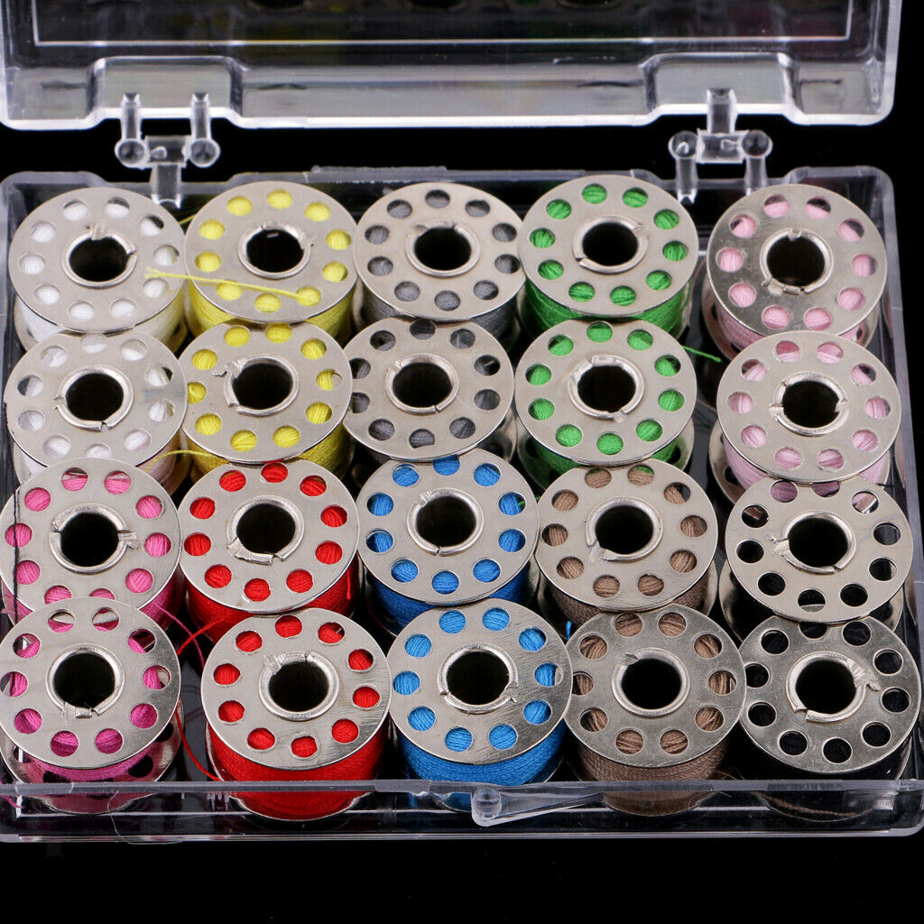 20pcs Practical Cotton Sewing Machine Thread And Bobbins with Plastic Case