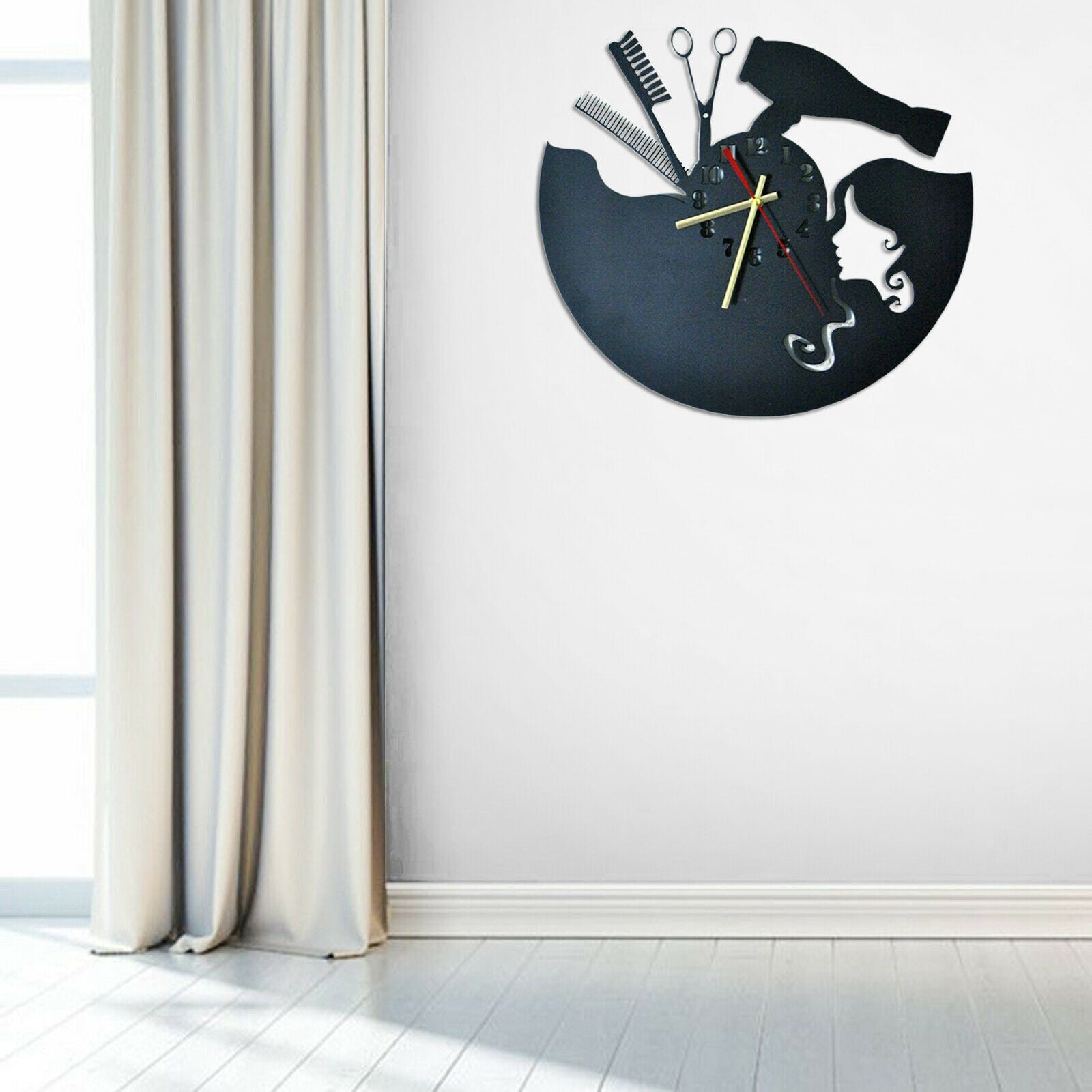 Hairdresser Wall Clock Easy to Read Silent Non Ticking for Wall Decor Gift