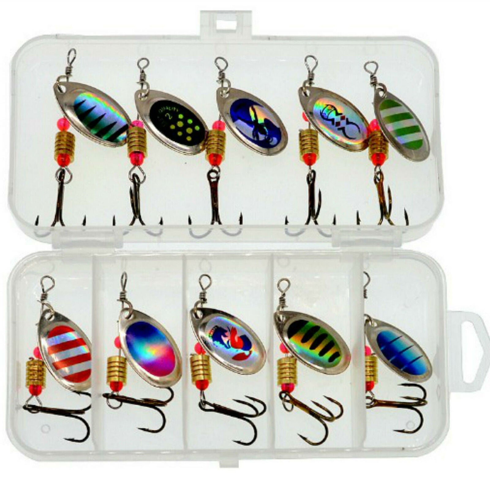 10x Fishing Lures Metal Spinner Lures Bass Tackle Crankbait Trout Spoon