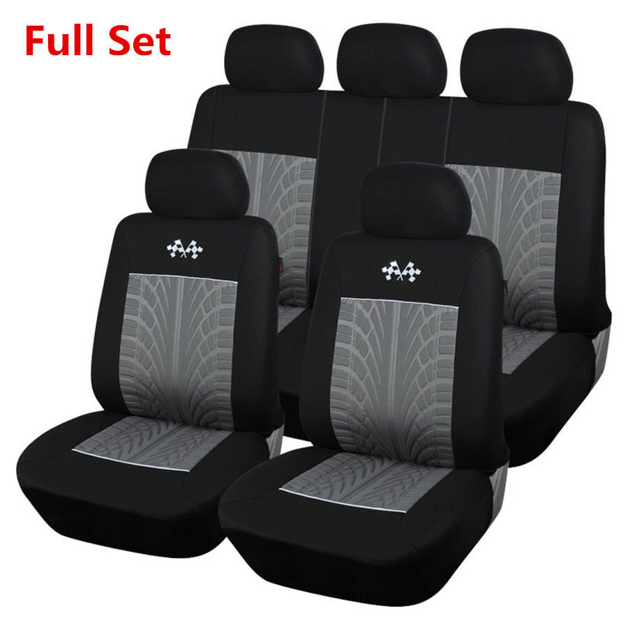 Sports Black+Gray Full Set Auto Car Seat Protector Universal Vehicles Seat Cover