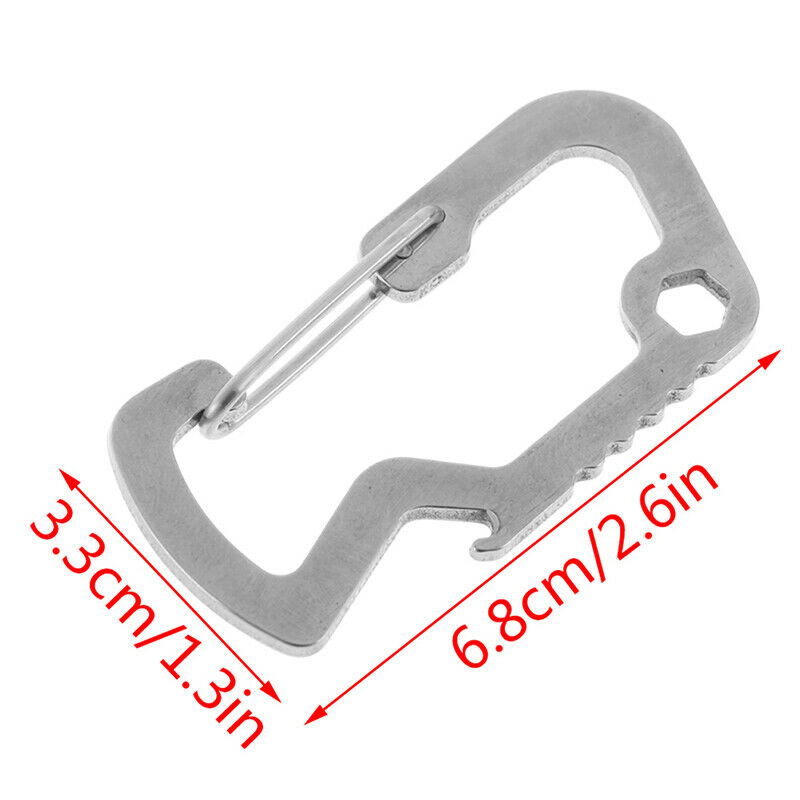 Survival Multi Tools Carabiner Key Chain Keyring Travel Bottle Opener Cap.l8