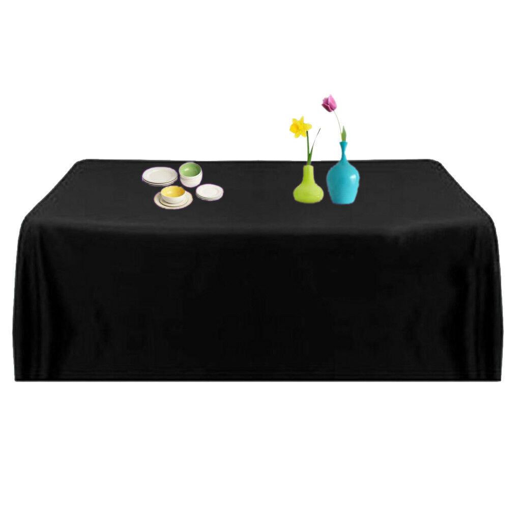 57'' Tablecloth Square Satin Banquet Table Cover For Wedding Party - Black