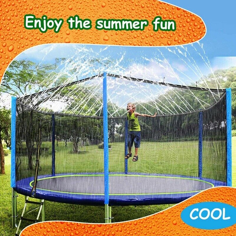 2X(49.2FT Water Sprinkler Trampoline Sprinkler Outdoor Garden Water Games TB3M2)