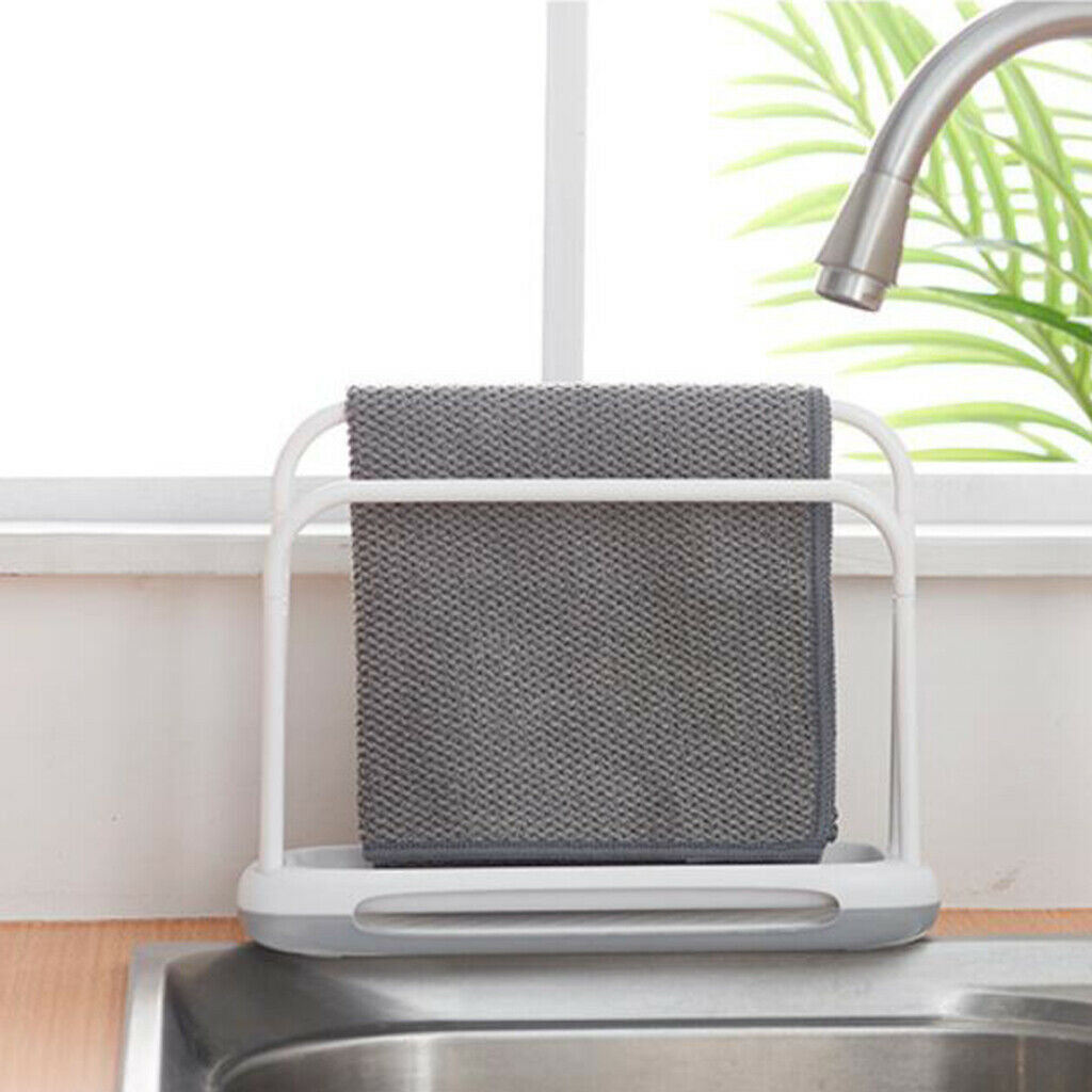 Double Bar Towel Rag Hanger Dishcloth Drying Rack White with Diatom mud