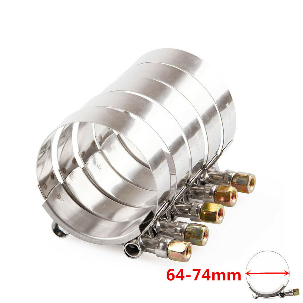 10Pcs 2.5" Silicone Turbo Pipe Hose Coupler T-bolt Clamps Stainless Steel 64-74m