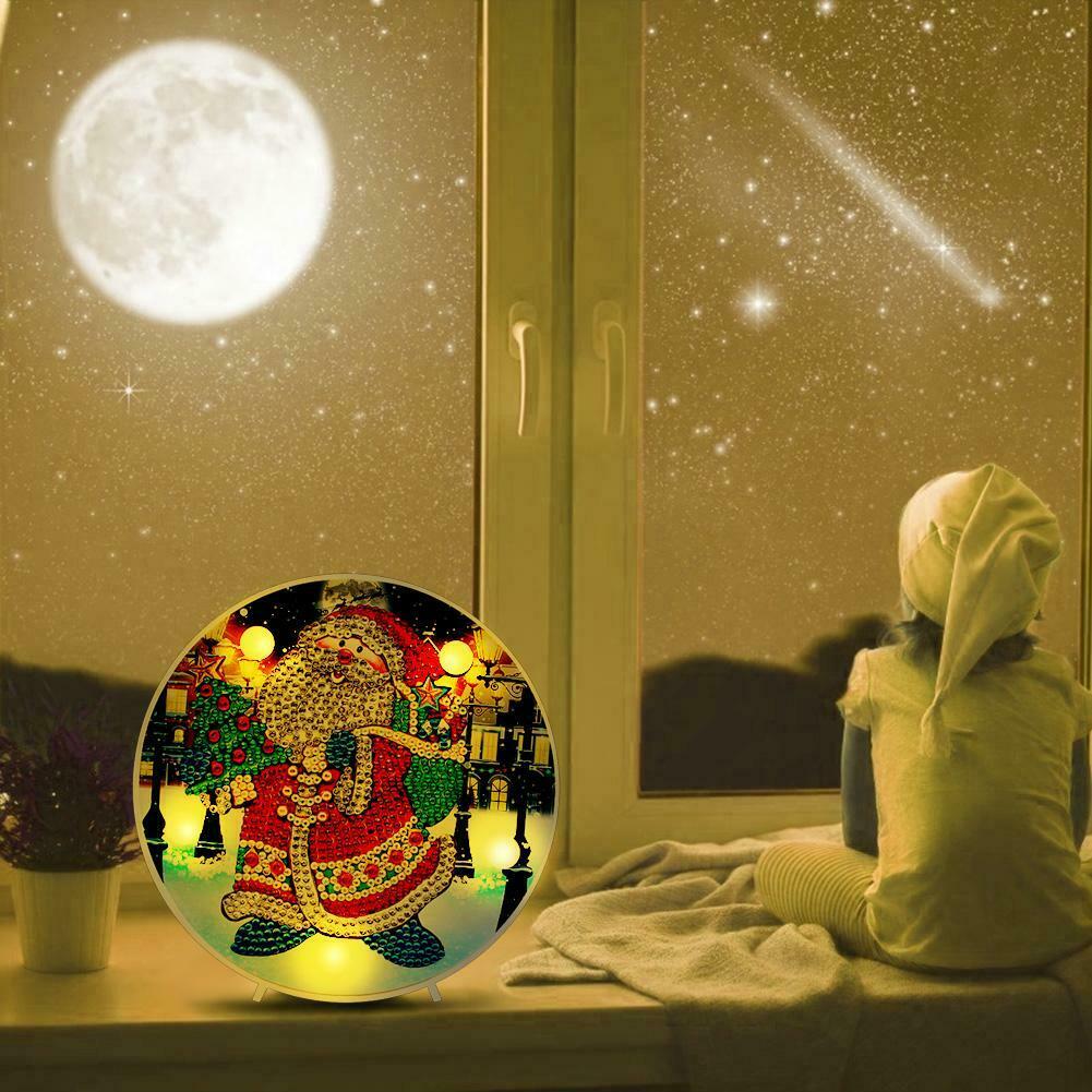 DIY LED Special Shaped Diamond Painting Santa Claus Needlework Home Lamp @