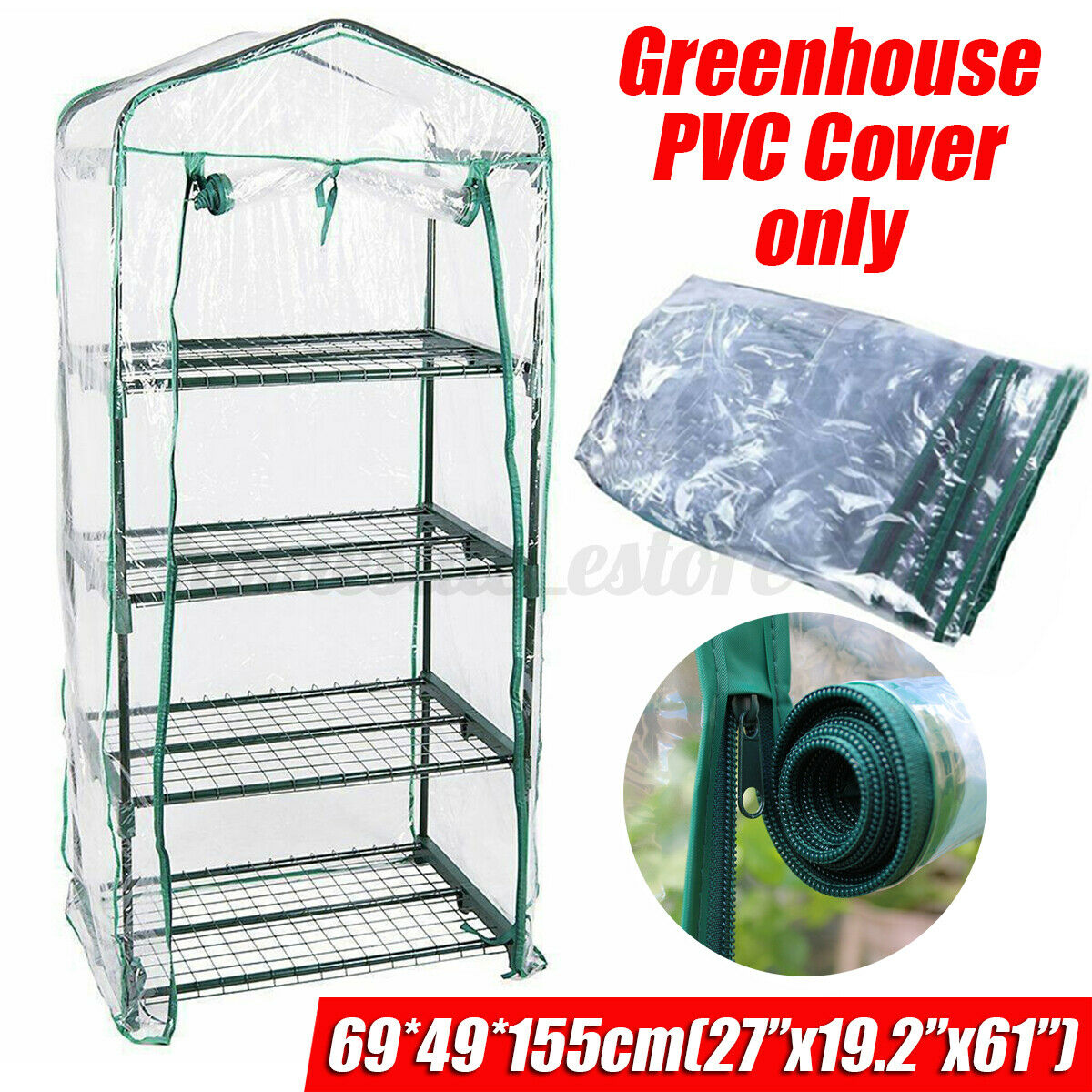Greenhouse Outdoor PVC Cover Plant Flowers Shelves Walk-in Garden Green House