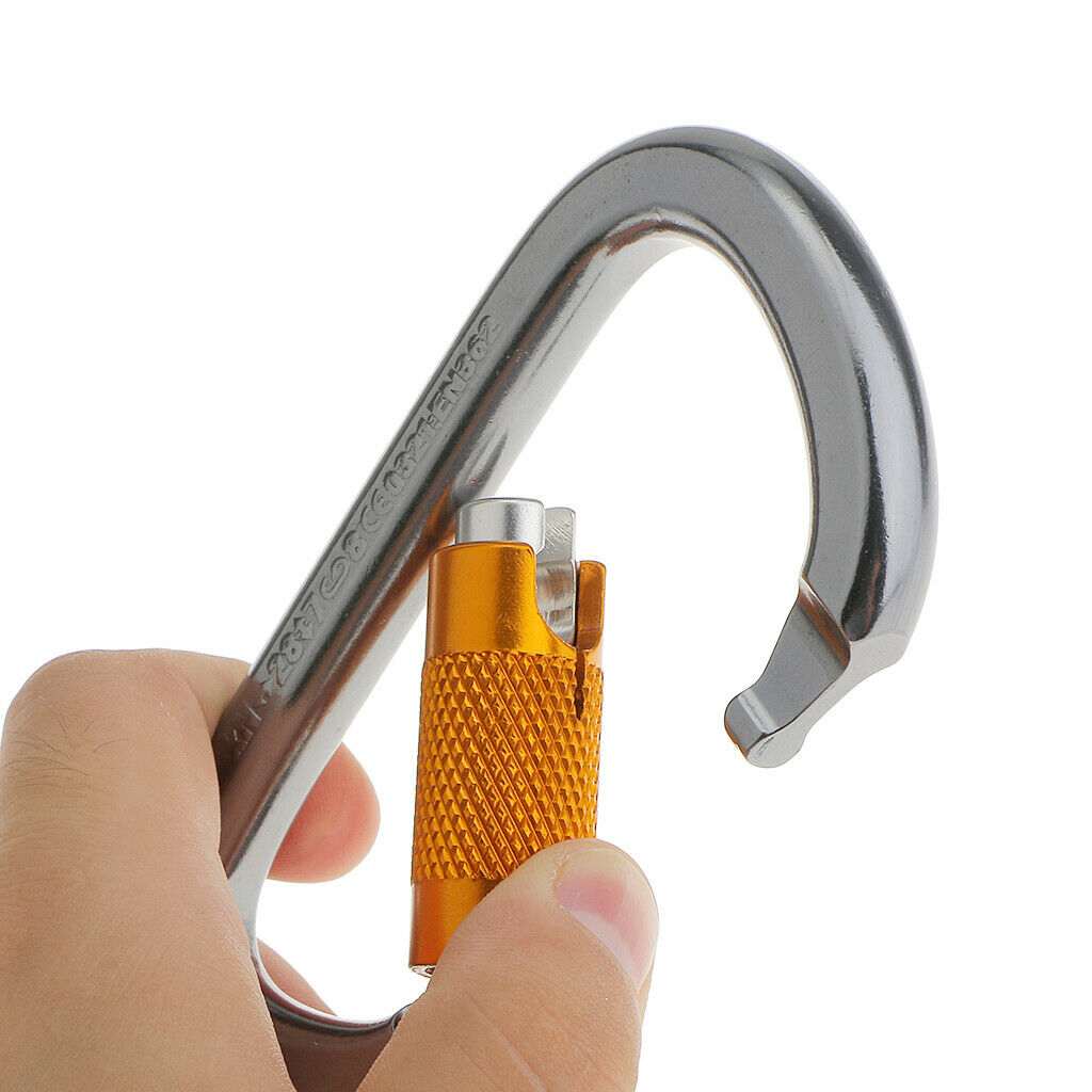 2 Packs 28KN Aluminum D-Ring Carabiner Twist Locking Screw Keychain Climbing