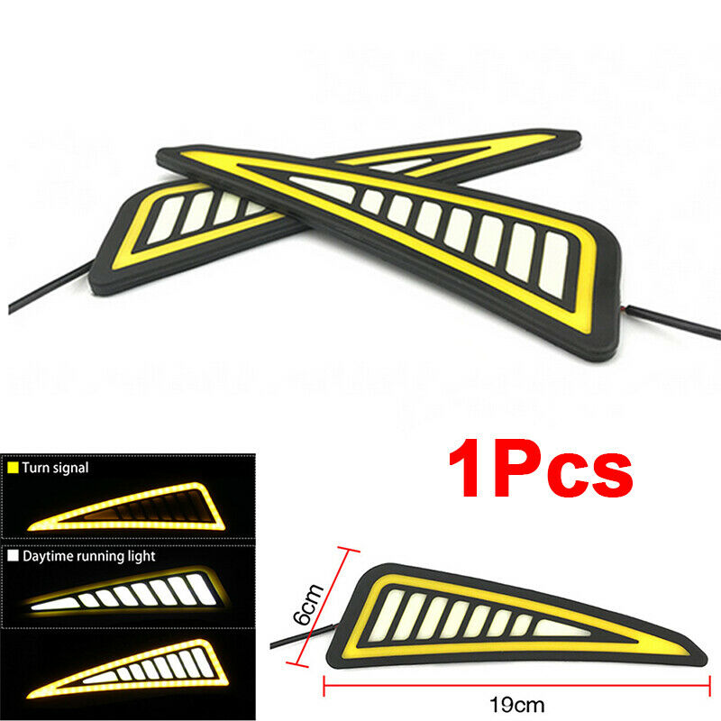 Car LED Bumper Strip COB Daytime Running Light Yellow Turn Signal DayLight  T Lt