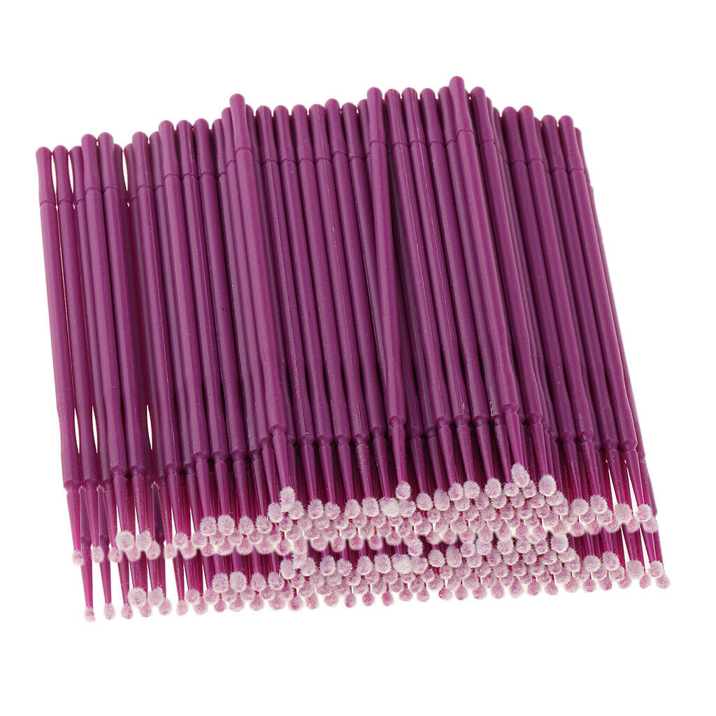 200Pcs Disposable Eyelash Extension Micro Brushes Applicators Mascara Purple