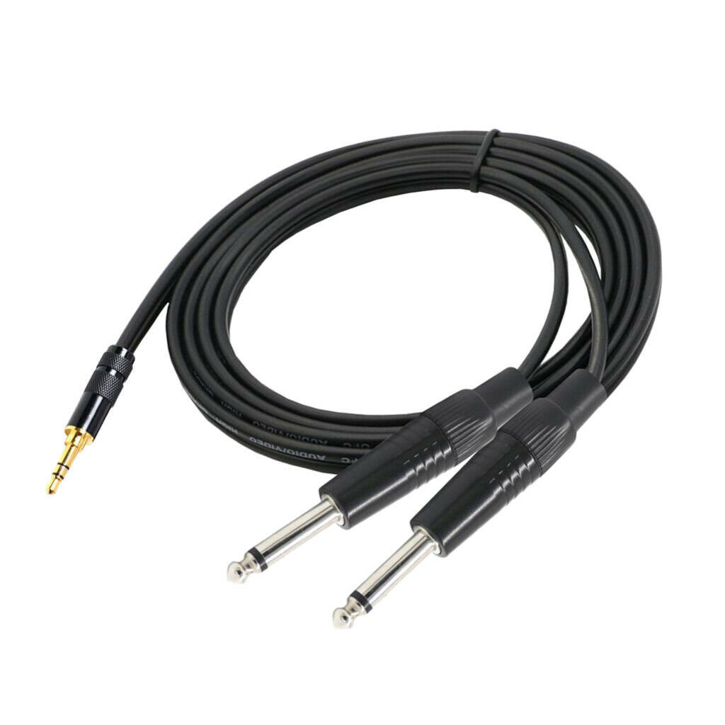 3.5mm 1/8" TRS to Dual 6.35mm 1/4" TS Mono Stereo Y-Cable Splitter  1x 1.5m