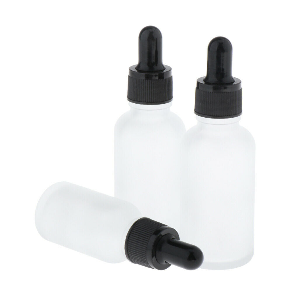 3Pcs 30ml Frosted Glass Mini Refillable Essential Oil Dropper Bottles