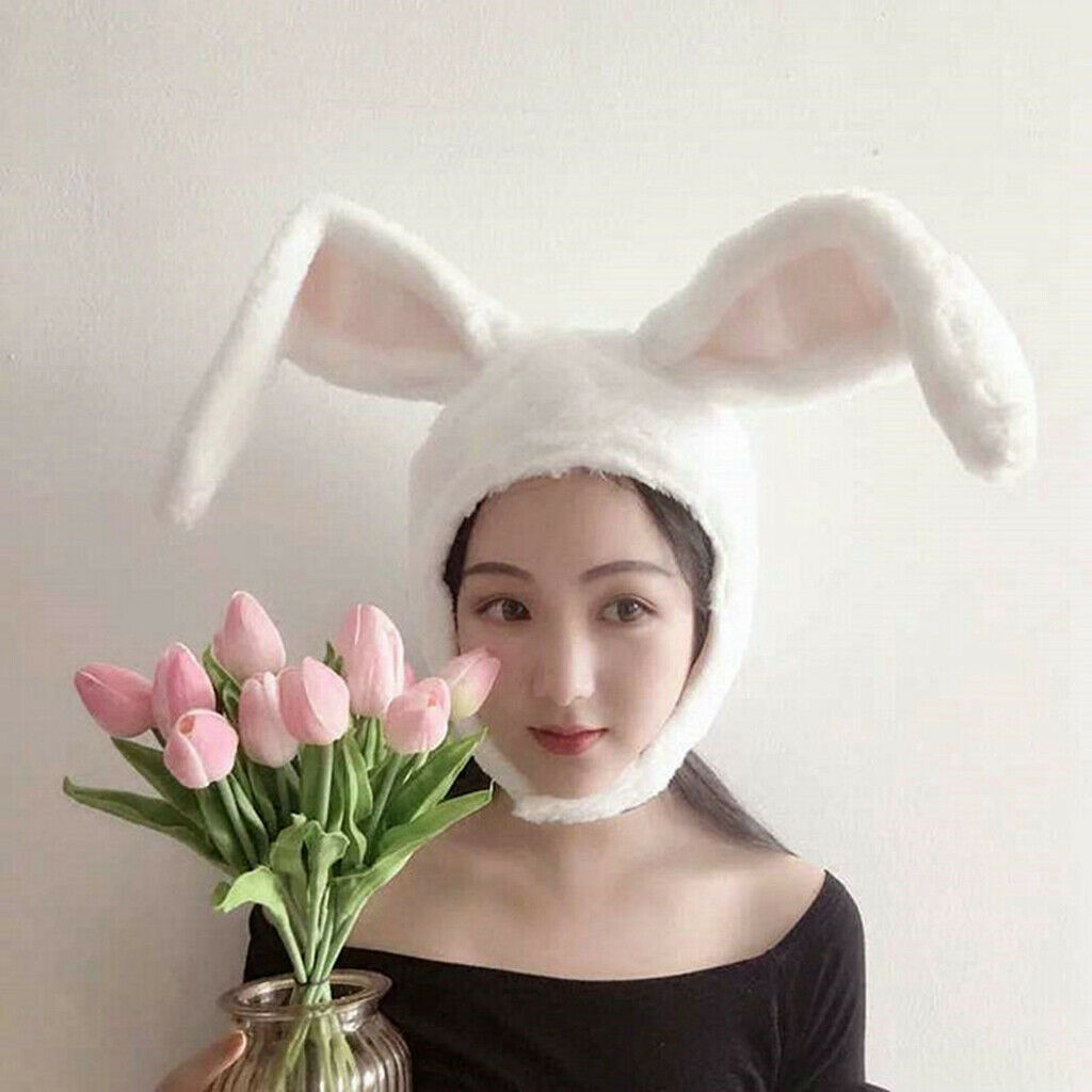 Girls Rabbit Headband Plush Bunny Ears Hood White Rabbit Hats   Headdress