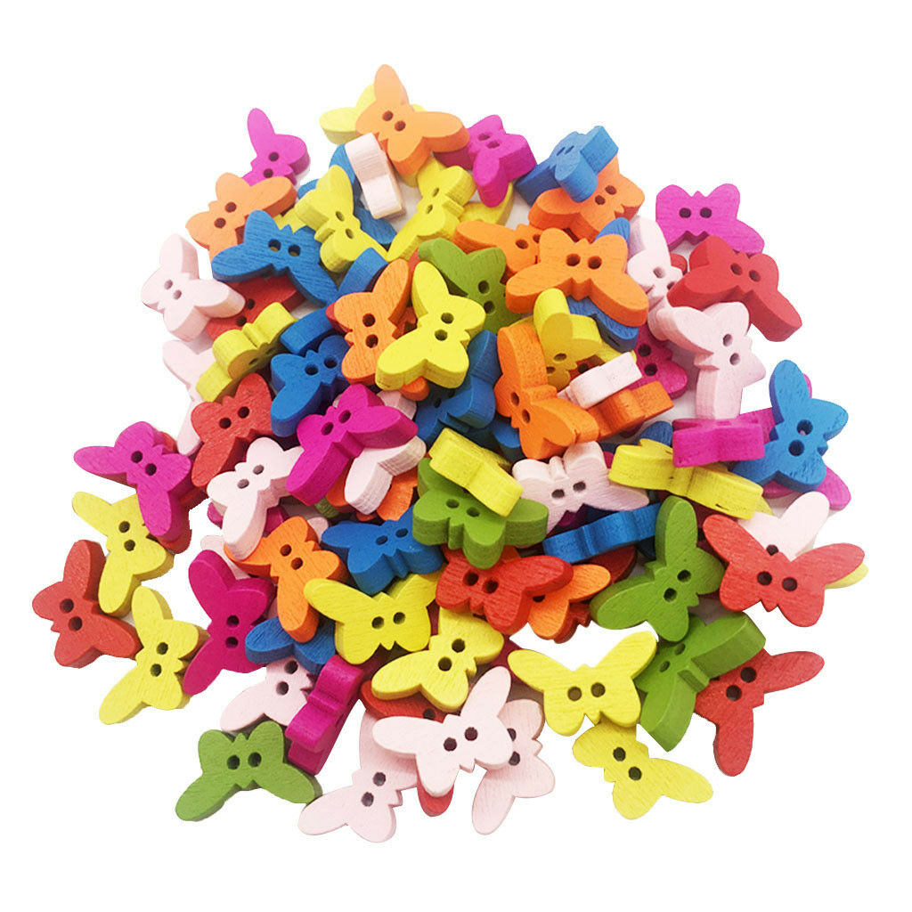 100Pcs Novelty Buttons Butterfly Baby Kids Knitting - Sewing - Cardmaking