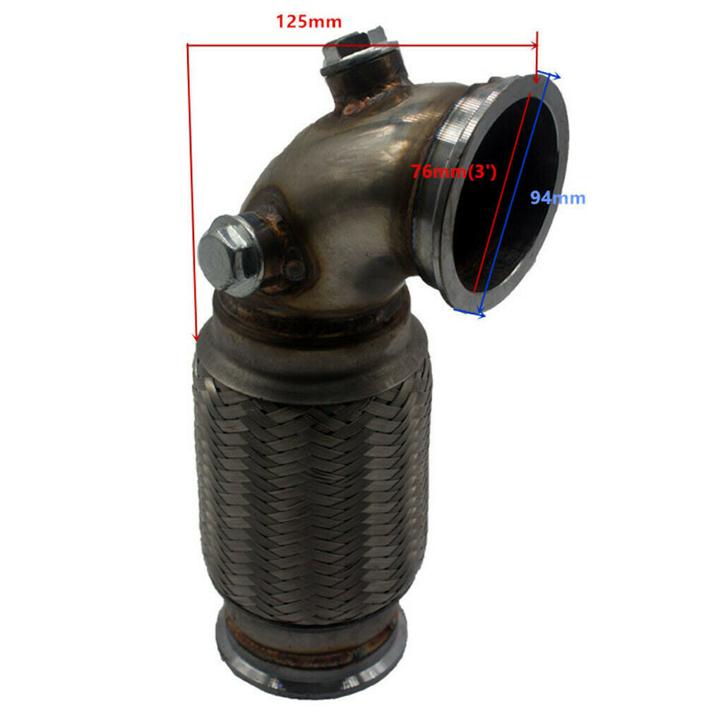 3" V-Band Downpipe Low Profile 90° w/ Flex Bellows Down-pipe For Car Truck, New