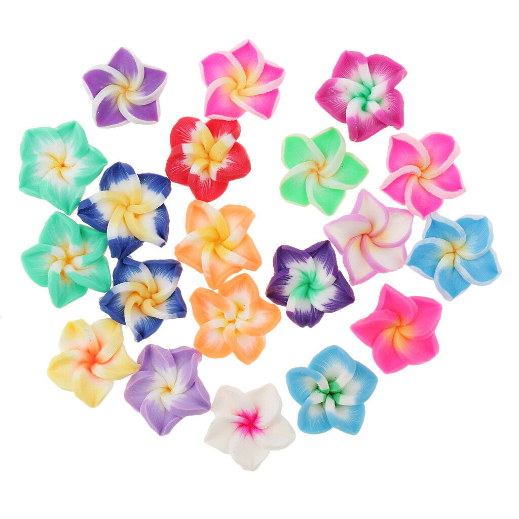 20x Multicolor Flower Shape Polymer Clay Beads for for DIY Necklace Bracelet