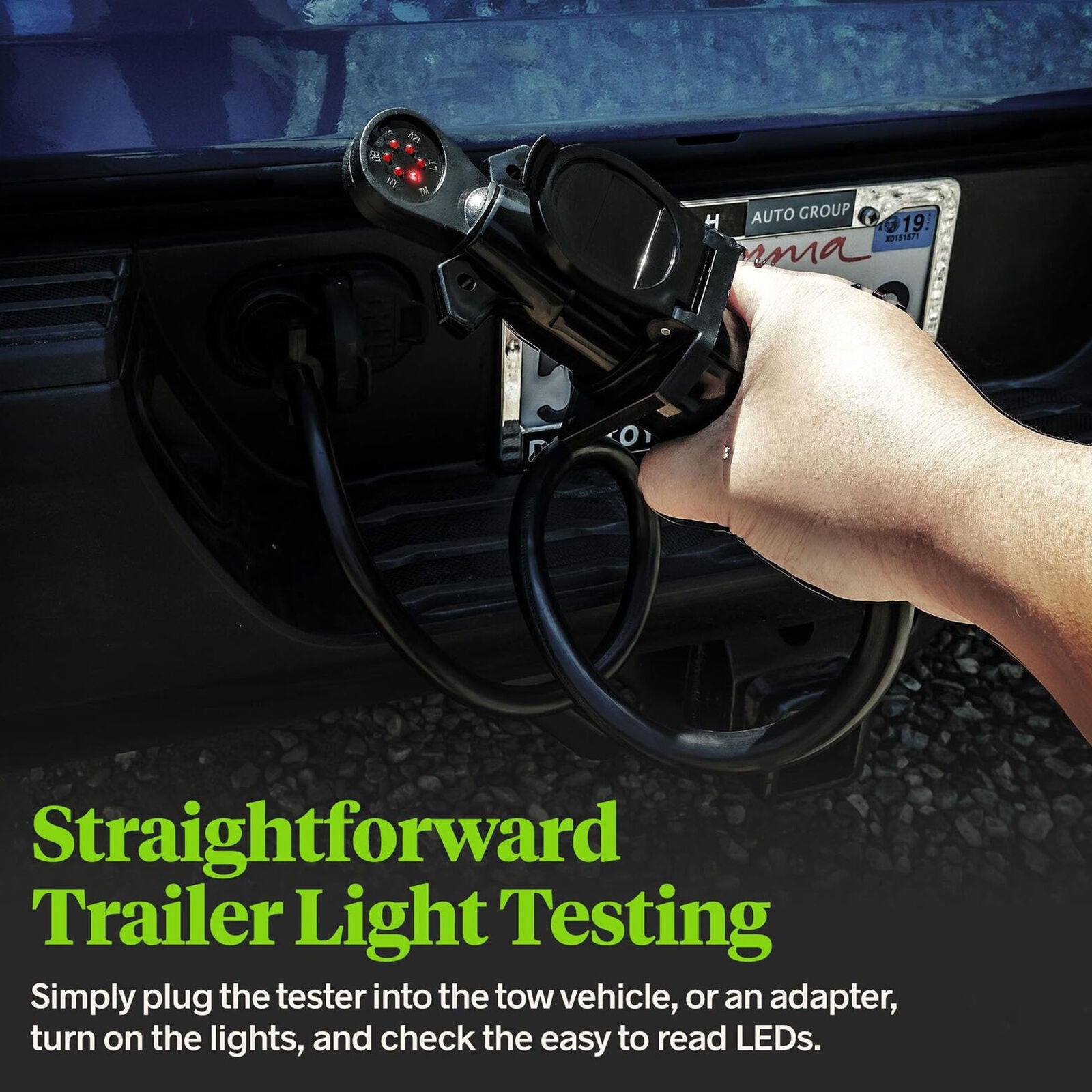 7-Way Blade Trailer Light Wiring Circuit Tester Round Adapter Pin Plug RV