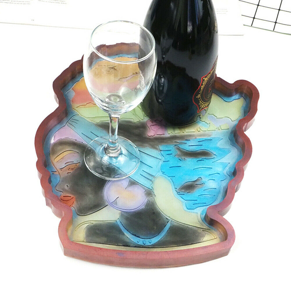 DIY Epoxy Silicone Mold Fruit Plate Large Tray Coaster African Goddess Head Mold