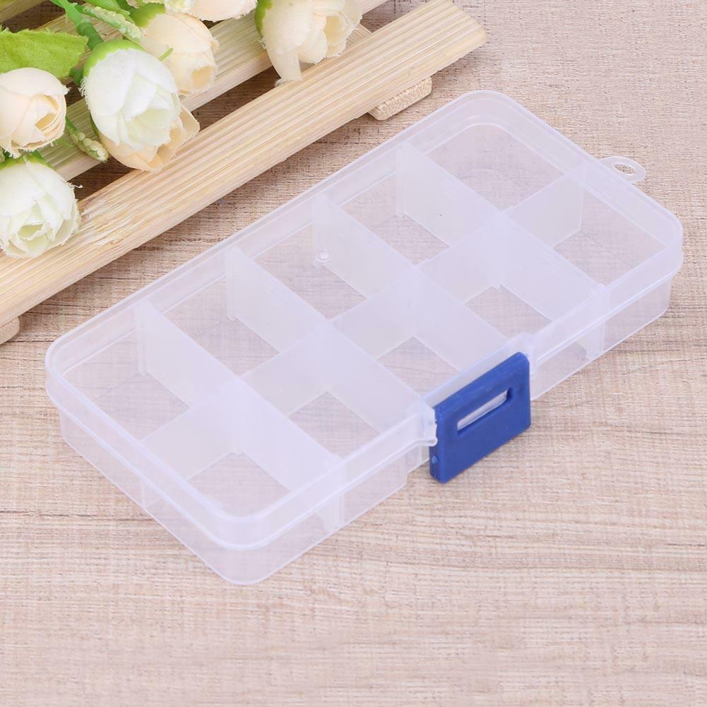 10plaids Detachable Storage Boxes Plastic Transparent Makeup Jewelry Box @