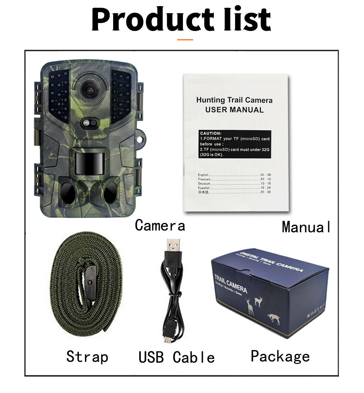 Trail Camera 20MP Wildlife 1080P Game Hunting Cam with Night Vision