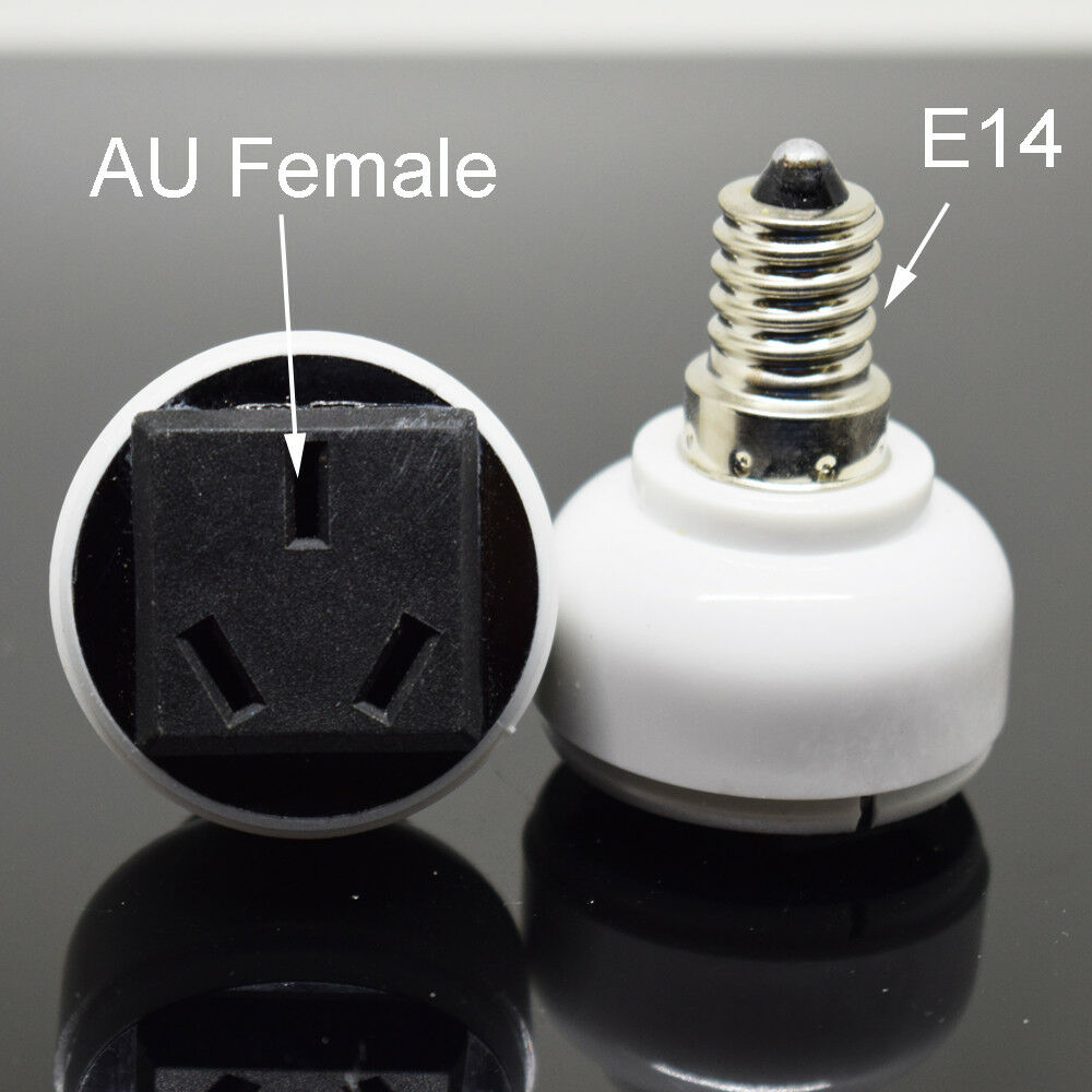 10pcs E14 Male to Int'l Standard 3 Prong Holes Female Socket Bulb Lamp Adapter