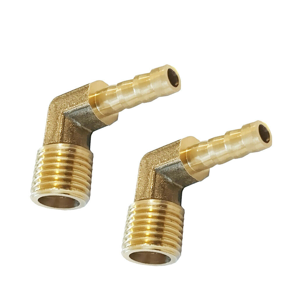 1/4'' BSP To 6mm+8mm Brass 90 Degree Male Elbow Barb Hose Tail Pipe Fitting