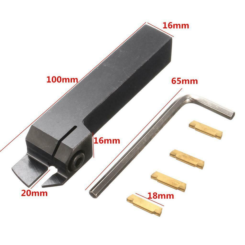 MGEHR1616-3 Lathe Cut-Off Grooving Tool Holder w/ 4x Inserts with Wrench