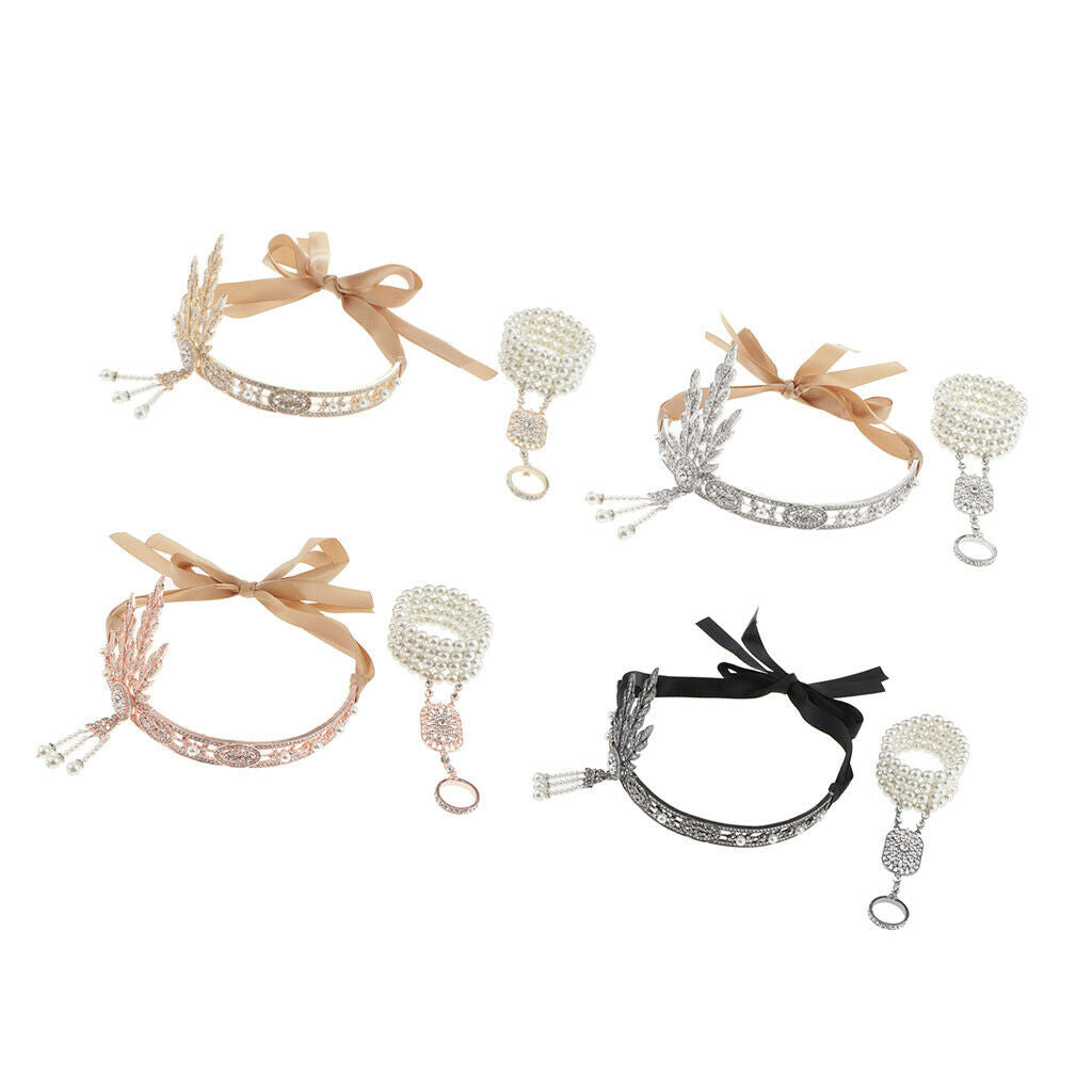 Retro Style 1920s Flapper Headband Hairband Crystal Crown Headdress Party