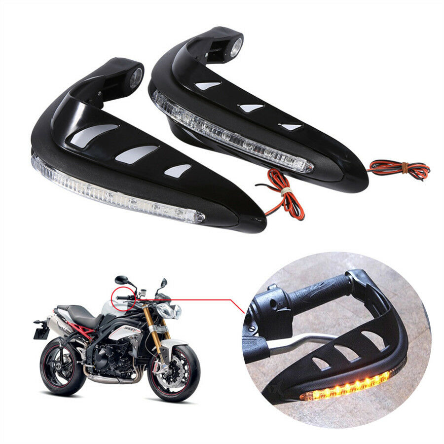 ABS Yellow Indicate LED Light Motorcycle ATV Handlebar Hand Protector Hand Guard