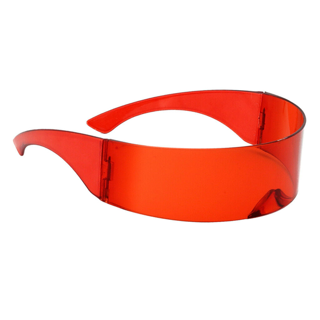 2Pcs Futuristic Wrap Visor Sunglasses Flat Top Shield Shades Party Props