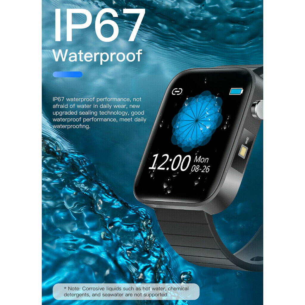 1.54inch Square Men IP67 Waterproof Bluetooth 5.0 Blood Pressure Smart Watch