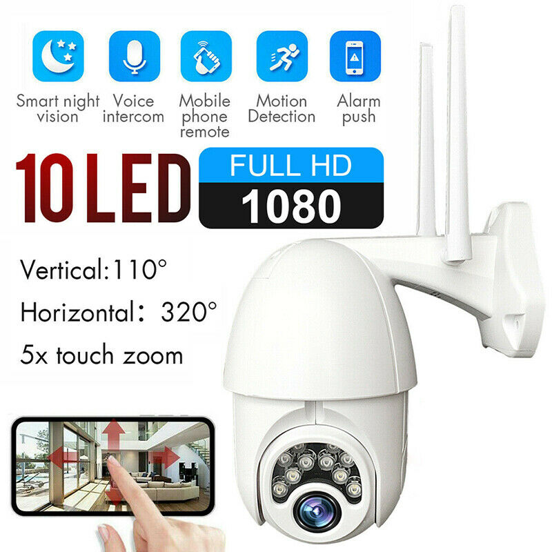 Wireless 1080P WIFI IP CCTV Remote Camera PTZ Home IR Cam Night Vision Monitor
