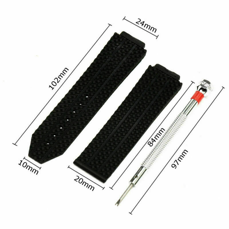 Repalcement 24mm Rubber Watch Strap Band For 44-45 H BIG BANG + SCREWDRIVER