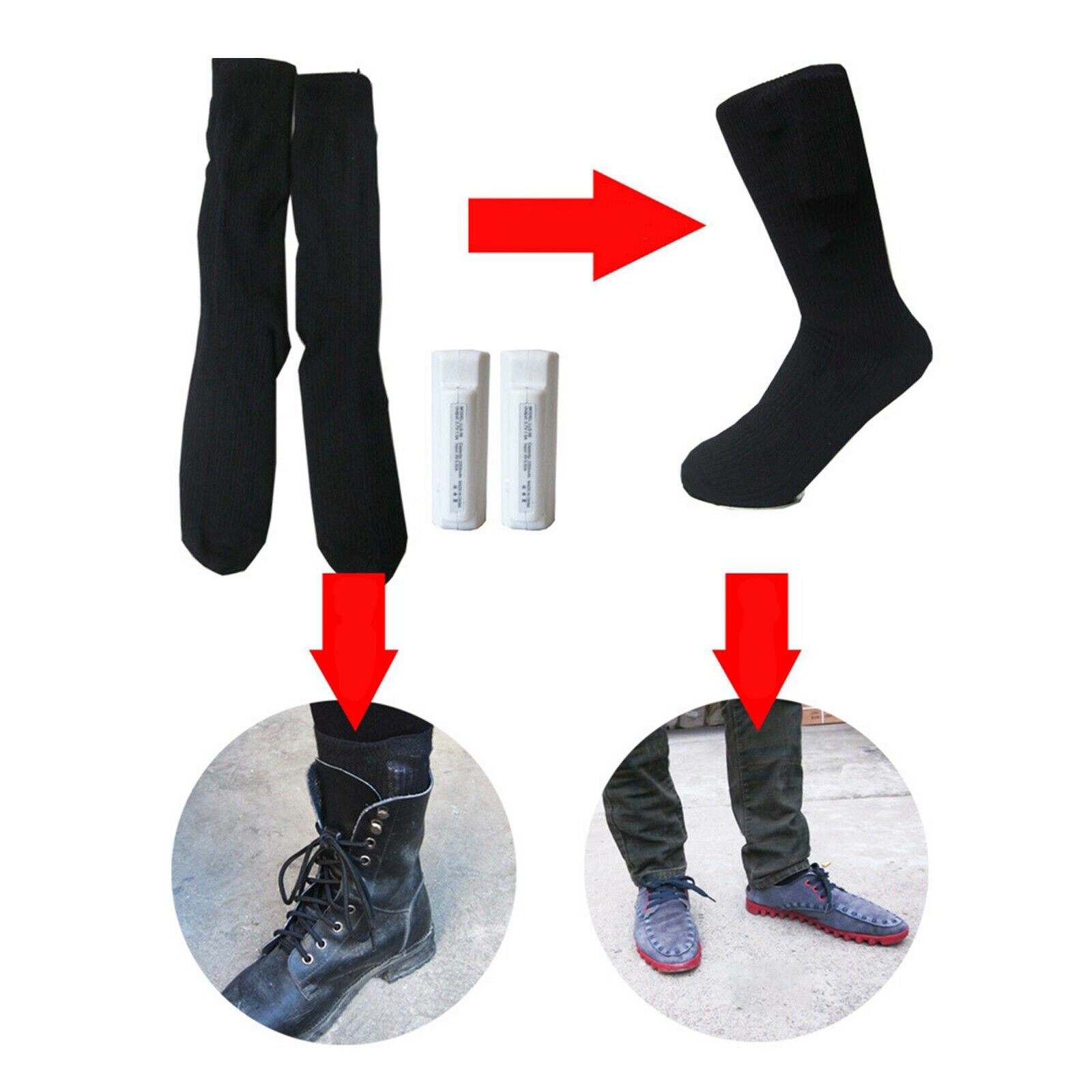 Winter Heated Socks Electric Adjustable Foot Warmer Cotton Breathable Skiing